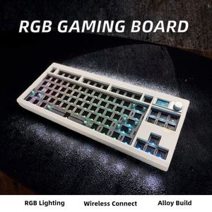 Clavier mécanique RGB LED personnalisable à 87 touches, jeu e-sport, interface USB, boîtier en alliage d'aluminium, rétroéclairage tri-mode pour ordinateur de bureau - Product Image 2