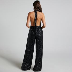 Combinaisons et Combishorts pour Femmes de Bonne Qualité, Personnalisées, Sexy, à Col Bénitier, à Jambes Larges et à Paillettes - Product Image 4