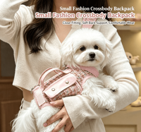 Sac à dos bandoulière pour chien et chat, sac de transport pour animaux de compagnie, léger, réglable, compatible avec laisse, transport à la main, pour l'extérieur