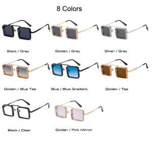 Gafas de Sol de Metal Huecas Estilo Punk Retro de Moda 2022 para Hombre y Mujer, Gafas de Sol Steampunk Cuadradas Pequeñas - Product Image 6