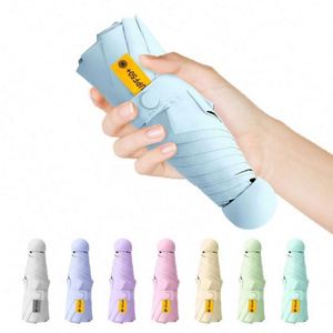 Custom Logo and <b>Printing</b> Cute Multi Color Waterproof Capsule Umbrellas <b>Mini</b> Portable 5 Fold Umbrella for Women - Product Image 2