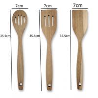 Ensemble d'ustensiles de cuisine en bois : spatule, lopette ajourée, cuillère ajourée – Ustensiles de cuisson antiadhésifs pour pâtisserie, mélange, agitation et service