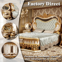 Lit capitonné de luxe en damassé Royal Mint, mobilier de chambre à coucher en bois ondulé de style turc classique, lit king-size pour villa haut de gamme et palais