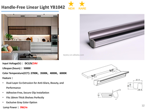 ตู้ครัววัสดุพีซีทันสมัย ไฟ LED แบบไร้มือจับ ชั้นวางสองชั้น พร้อมตัวกระจายแสง  OEM ความยาวตามสั่ง <span class=keywords><strong>ป</strong></span>รับความสว่างได้ เป็นมิตรกับสิ่งแวดล้อม ควบคุมด้วยรีโมท - Product Image 3