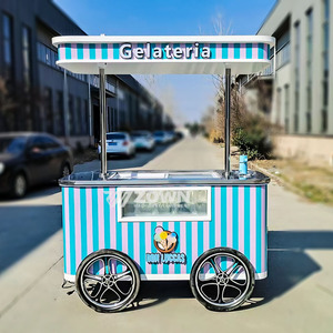 "Mobile Beach Mexican Electric Rolled Ice Cream Push Cart Bike con Display Freezer Wheels para la venta de helados" - Product Image 2