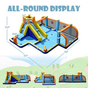 Inflatable Water Slide <b>Bounce</b> House Kids Water Park Jump <b>Castle</b> With Dual Water Cannons Splash Pool Outdoor Party - Product Image 3