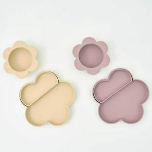 Bol à ventouse en silicone sans BPA, design antidérapant, motif fleur, <span class=keywords><strong>assiette</strong></span> enfant superposable, ensemble de bols en forme de fleur - Product Image 5