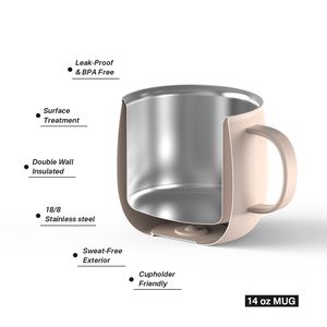 Taza de Café ANSHENG de 14 oz, Taza de Camping con Aislamiento al Vacío, Taza de Viaje de Acero Inoxidable de Doble Pared, Taza Térmica para Café - Product Image 2