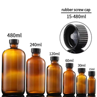 15ml 30ml 60ml 120ml 240ml Botol Silinder Boston Kaca Amber Ramah Lingkungan dengan Pipet untuk Kemasan Kosmetik, Minyak Esensial, dan Serum