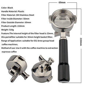 Macchine per caffè Espresso 58mm beccuccio 304 acciaio inossidabile E61 universale nero beccuccio caffè doppio aperto - Product Image 2
