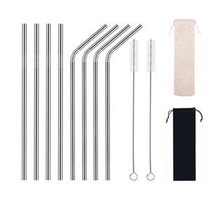 หลอดสแตนเลส 215*6 มม. แบบตรงและแบบงอ พร้อมแปรงทำความสะอาด ใช้ซ้ำได้สำหรับแก้วน้ำ - Product Image 4