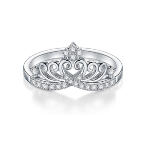 Anello con corona da principessa, cuore floreale e zirconi, ornamento elegante per l'indice da donna, perfetto per l'uso quotidiano. - Product Image 5