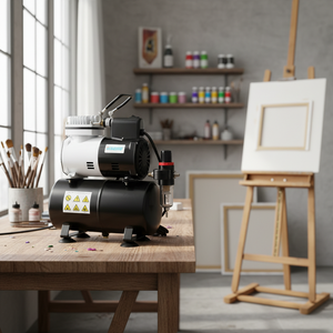 ערכת איירבראש ניידת עם מדחס אוויר כפול, הזנה כפולה בגרביטציה, נחושת ו-ABS, לצביעה רכבית - Product Image 1