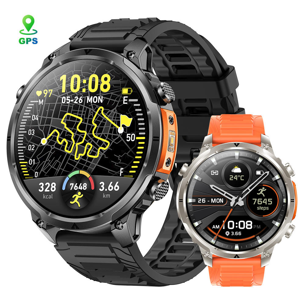 Outdoor Compass Smartwatch with Flashlight 1.7inch Screen 1ATM Waterproof Sports Fitness Tracker GPS Smart Watch 2026