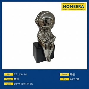 In ceramica Art déco elefante figurina 9x10x21cm nero & argento carta decorativa e alluminio casa per regali - Product Image 1