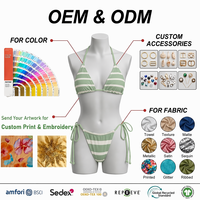 Fabricant de maillots de bain écologiques personnalisés à coutures en zigzag, ensemble de bikini ajustable à nouer pour femmes