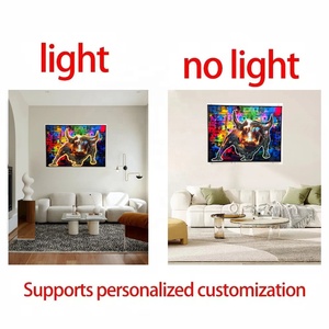 Décoration Murale Populaire : Tableau en Porcelaine Cristalline Effet Diamant avec Lumière LED, Motif Animal Vache Porte-Bonheur, Graffiti sur Toile, Art Pop - Product Image 6