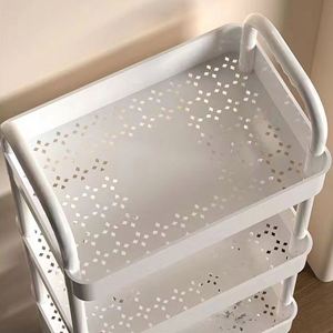Modern 3-Tier Plastic Trolley Rack <b>Rolling</b> Utility Cart with Wheels and Handle Multipurpose for Home Vegetable Wine Storage - Product Image 5