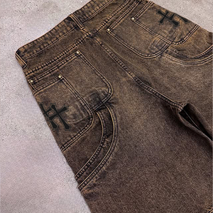Pour DiZNEW 2025 Short en denim de coton haut de gamme pour hommes Lavage léger sur mesure avec effet perforé Design multi-poches pour l'été - Product Image 2