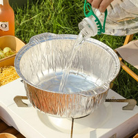 Boîte d'emballage pour plats à emporter, pot rond en aluminium épais jetable avec couvercle pour pique-nique en extérieur