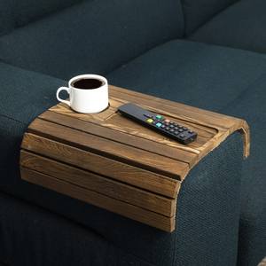 Posavasos Flexible de Madera Marrón Oscuro para Sofá, con Ranuras para Control Remoto de TV y Bebidas, Bandeja para Reposabrazos de Sofá - Product Image 2