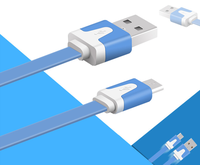 Kabel pengisi daya, kabel USB mikro 5pin 8pin datar 1M 2M sinkronisasi Data warna-warni tren grosir untuk printer komputer Samsung