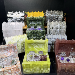 Caja de <span class=keywords><strong>Cristal</strong></span> Hecha a Mano de Estilo Antiguo para Joyas y Bisutería, con Materiales Variados, de la Fábrica Kindfull - Product Image 1