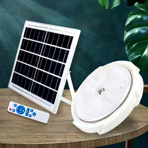 <b>Surface</b> <b>Mounted</b> <b>LED</b> Solar Panel Ceiling <b>Light</b> 150W Cold White Remote Control Plastic Cover Outdoor Round Lamp - Product Image 1