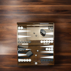Customized 18'' High Gloss Walnut Wooden <strong>Backgammon</strong> Set MDF Game <strong>Board</strong> with Dice Cups &amp; Dices - Product Image 2