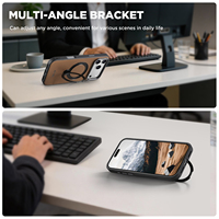 Étui de téléphone antichoc avec anneau magnétique rotatif à texture triangulaire en PU pour les séries Apple 18/17/16/15/14