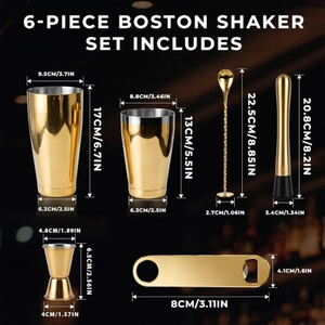 Ensemble de shaker à cocktails, kit de barman, shaker Boston, passoire Hawthorne, doseur japonais, cuillère de bar, pilon, outil de bar professionnel - Product Image 2