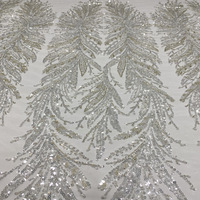 Perles en argent blanc dentelle bulle perlée cristal broderie paillettes dentelle pour robe de mariée brodé robe de mariée tissu