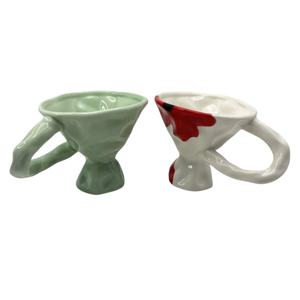 Tasse à dessert en céramique de style européen, irrégulière, motif floral, tasse à café en céramique, coupe à glace sur pied haut - Product Image 4
