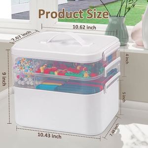3-Layer Plastic Craft Organizers and Storage Box with Removable Trays, Storage Containers with Lids and Handle - Product Image 2