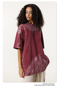 Camiseta Oversize de Algodón 100% con Logo Personalizado para Hombre, Cuello Redondo, Estilo Holgado, Efecto Batik Desgastado, Lavado Ácido, Anti-Pilling y Transpirable - Product Image 4