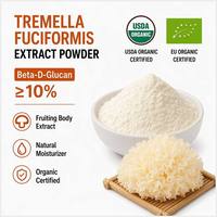 Poudre d'extrait biologique de Tremella Fuciformis 10% Bêta-D-Glucane, corps fruiteur de champignon des neiges pour l'hydratation de la peau et comme complément alimentaire