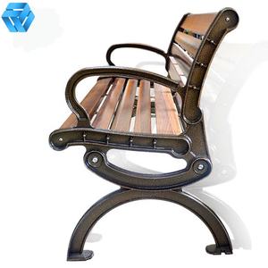 Outdoor Street Wood Slats Cadeiras públicas do jardim do banco do ferro fundido Banco do pátio do metal para o shopping do Gym do parque - Product Image 6