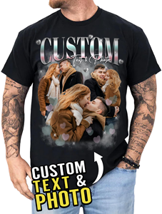 T-shirt personnalisé avec photo de la petite amie pour petit ami - T-shirt graphique vintage pour homme - Product Image 5