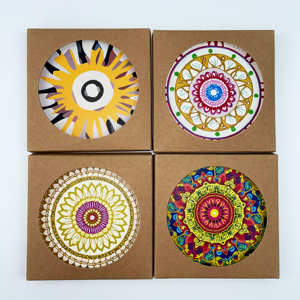 Sous-verres carrés 10x10cm en céramique mate non émaillée, design personnalisé, avec support en liège absorbant l'eau, impression UV - Product Image 2