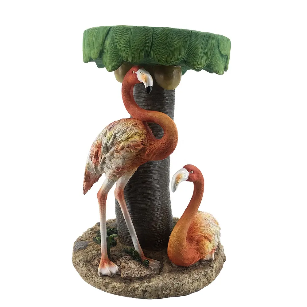 New chegar big size Flamingo polyresin e árvore escultura de coco, personalizado ofício da resina para a decoração da sua casa