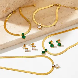 OEM Jewelry Set Earrings Bracelets Stainless Steel Zircon Snake Chain Necklace Accessories Custom Fine Jewelry Necklaces
