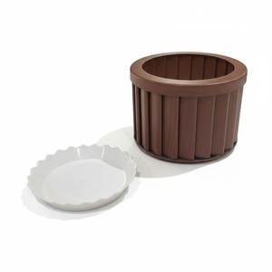 Maceta Redonda Strata Planter Md, Color Marrón Oscuro, de Madera, para Interiores y Exteriores - Product Image 3