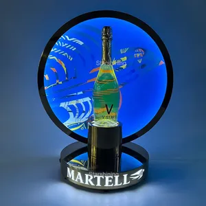 ODM OEM custom LOGO MARTELL glorifier VIP Display Stand Holder glow in the dark LED bottle presenter For Night Club Bar party