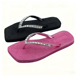 Sandalias de Mujer con Pedrería Brillante, Diseño Tejido, Punta Cuadrada, Suela Gruesa, Resistentes, Ecológicas, Clásicas, Negras - Product Image 2