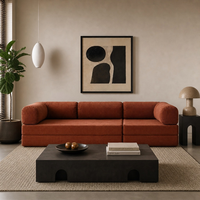 Canapé modulaire pliable à structure métallique, revêtement en tissu velours côtelé, mobilier de salon sans armature, canapé compressé