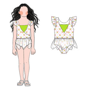 Bonne qualité filles manches volantes Tulle jupe une pièce <span class=keywords><strong>maillot</strong></span> <span class=keywords><strong>de</strong></span> <span class=keywords><strong>bain</strong></span> 2025 nouvelle mode impression personnalisable - Product Image 5