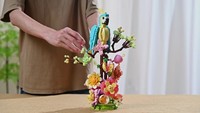 Blocs de construction LE-GO compatibles : Modèle d'assemblage de perroquet et de fleurs, simulation tendance, ornements créatifs pour la maison, idéal pour la remise des diplômes
