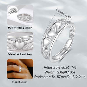 Merryshine Engagement Wholesale love Loyalty Friendship 925 Sterling Silver <strong>Men</strong> Irish <strong>Claddagh</strong> <strong>Rings</strong> - Product Image 6