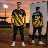 Jersey Baseball Custom Grosir Cetak Lightning Cepat Kering Bernapas Kancing Depan Poliester Sublimasi Seragam Tim Atasan