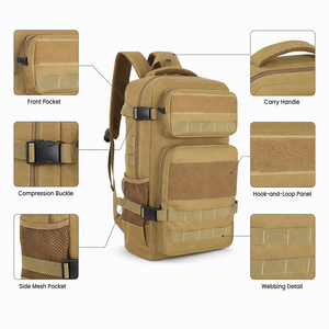 Sac à dos de voyage tactique LUPU, sac à dos de transport avec sangle de bagage, boucle de compression, poche latérale en maille pour les voyages en plein air - Product Image 2